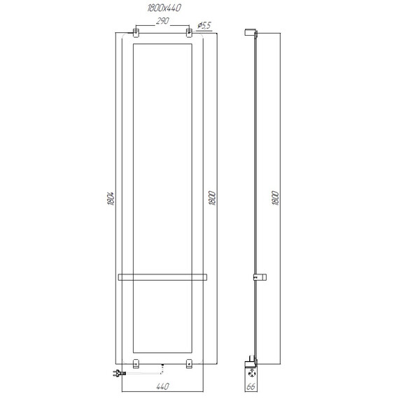 Полотенцесушитель электрический Allen Brau Infinity П1 290x1800 мм (с рейлингом) 305023, чёрный фото 2