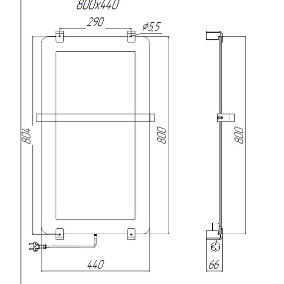 Полотенцесушитель электрический Allen Brau Infinity П1 290x800 мм (с рейлингом 2.0) 325643, серебро фото 3