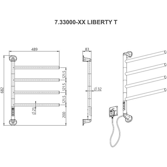 Полотенцесушитель электрический Allen Brau Liberty П4 489x683 мм 7.33000-BN, никель фото 2