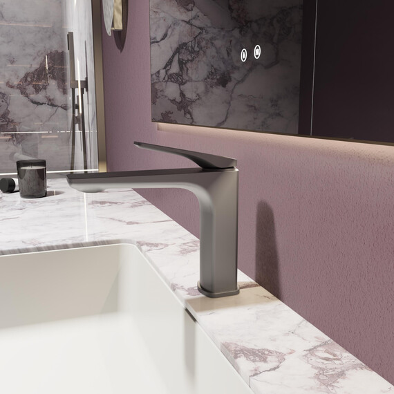 Смеситель для раковины Vincea Puro VBF-5P01GM, вороненая сталь фото 3