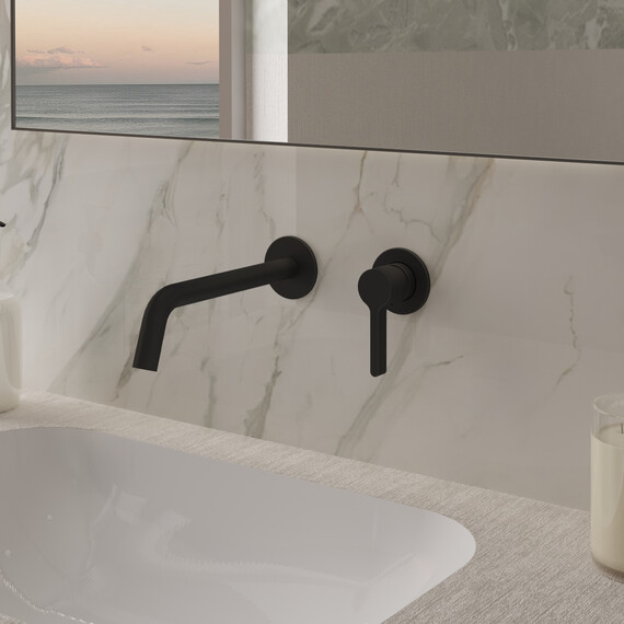 Смеситель для раковины настенный Vincea Villa VBFW-1VL1MB (со скрытой частью) чёрный фото 2