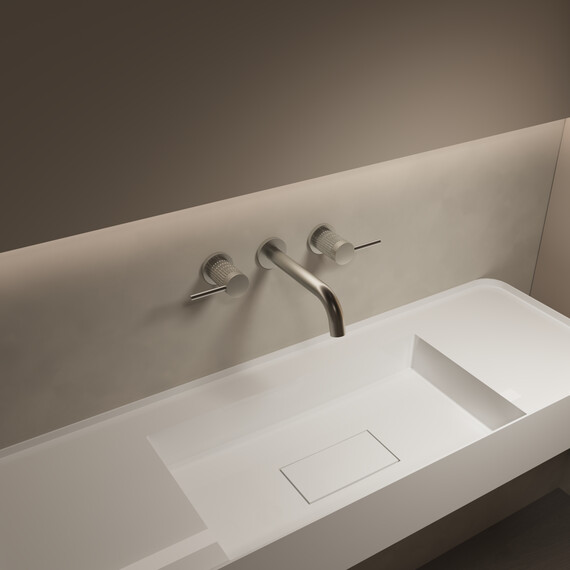 Смеситель для раковины настенный Vincea Groove VBFW-4G1BN (со скрытой частью) брашированный никель фото 2