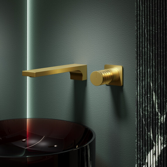 Смеситель для раковины настенный Vincea Domus VBFW-5DM01BG (со скрытой частью) брашированное золото фото 2