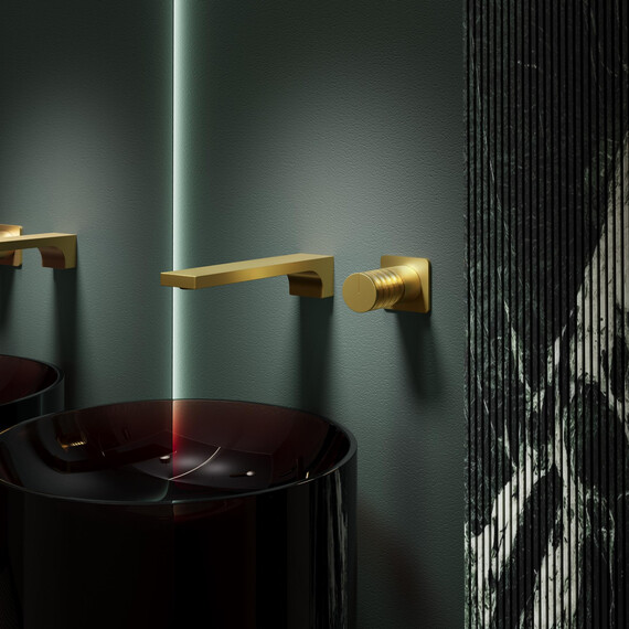 Смеситель для раковины настенный Vincea Domus VBFW-5DM01BG (со скрытой частью) брашированное золото фото 3