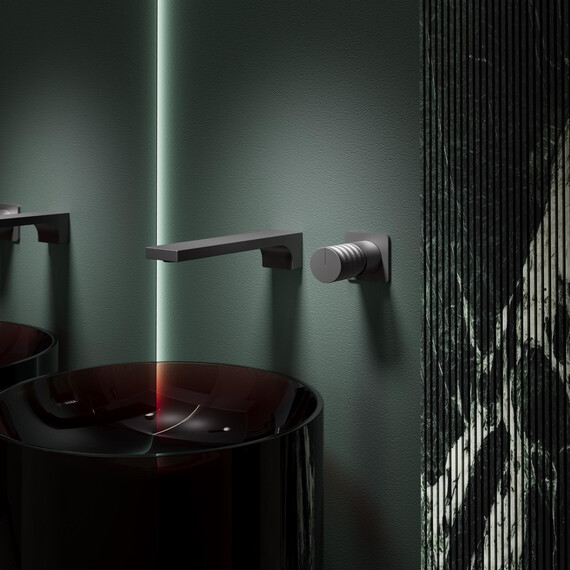 Смеситель для раковины настенный Vincea Domus VBFW-5DM01GM (со скрытой частью) вороненая сталь фото 3