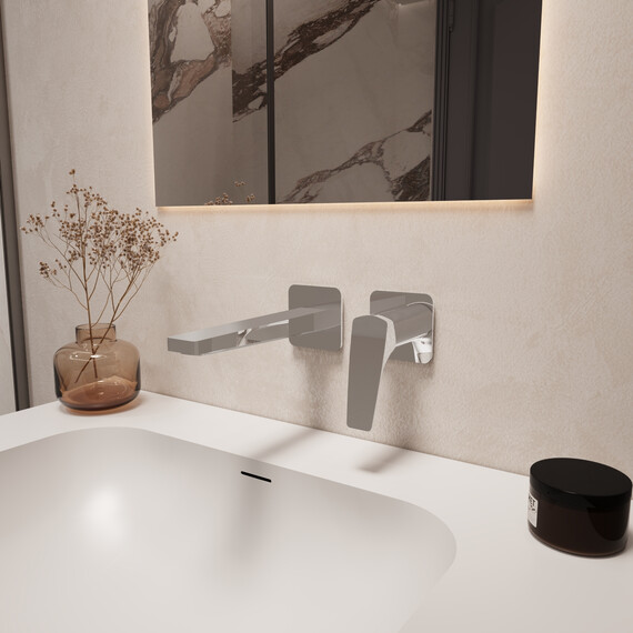 Смеситель для раковины настенный Vincea Puro VBFW-5P01CH (со скрытой частью) фото 2