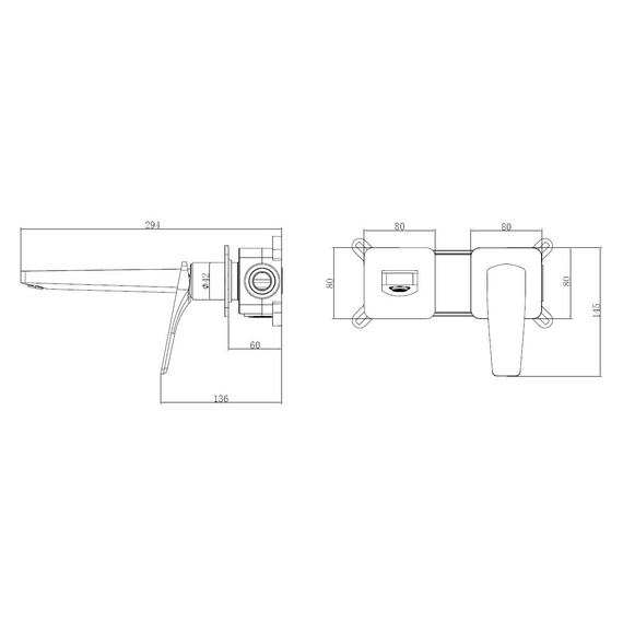 Смеситель для раковины настенный Vincea Puro VBFW-5P01CH (со скрытой частью) фото 4