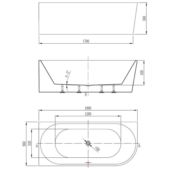 Ванна акриловая Vincea 180x80 см VBT-402-1800L фото 5
