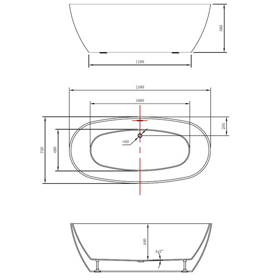 Ванна отдельностоящая Vincea 150x75 см VBT-405-1500 фото 4