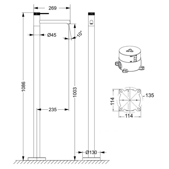 Смеситель для ванны Vincea Rim VFBF-2R1BG (со скрытой частью) брашированное золото фото 5