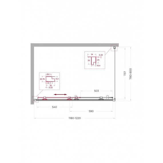 Душевое ограждение BelBagno 120x80 см UNO-195-AH-1-120/80-C-Cr, хром/прозрачное фото 2