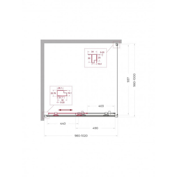 Душевое ограждение BelBagno 100x100 см UNO-195-A-1-100-C-Cr, хром/прозрачное фото 2