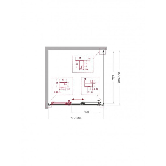 Душевое ограждение BelBagno 80x80 см UNO-195-AF-31-80-C-Cr, хром/прозрачное фото 2