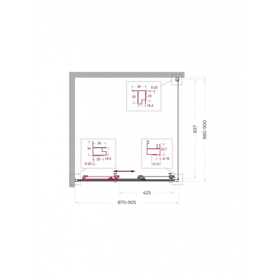 Душевое ограждение BelBagno 90x90 см UNO-195-AF-31-90-P-NERO, чёрный матовый/матовое фото 2