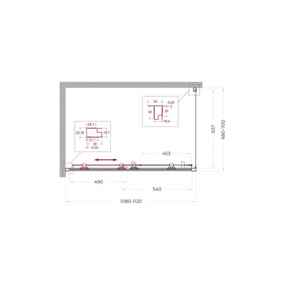 Душевое ограждение BelBagno 110x70 см UNO-195-AH-1-110/70-C-NERO, чёрный матовый/прозрачное фото 2