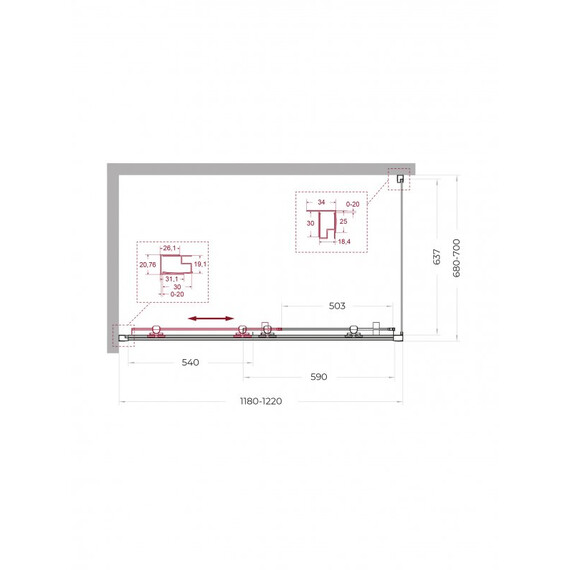 Душевое ограждение BelBagno 120x70 см UNO-195-AH-1-120/70-C-Cr, хром/прозрачное фото 2