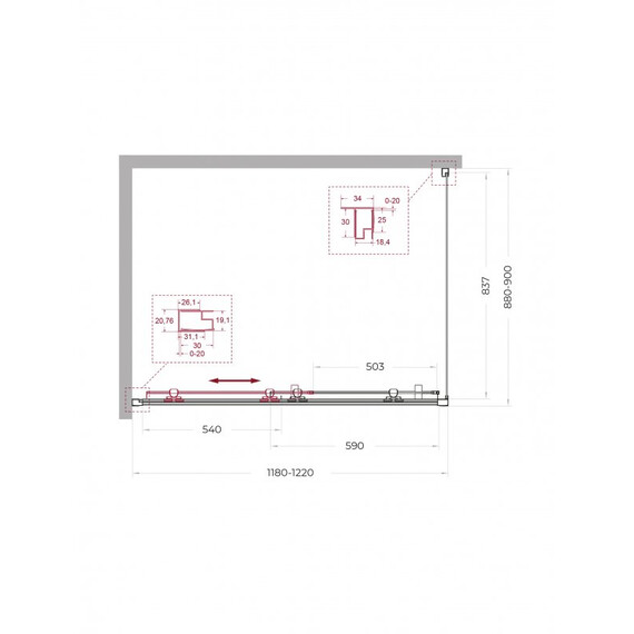 Душевое ограждение BelBagno 120x90 см UNO-195-AH-1-120/90-C-NERO, чёрный матовый/прозрачное фото 2