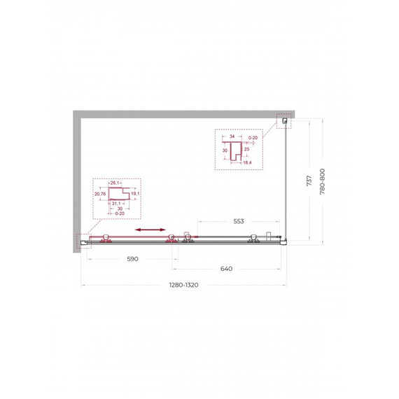 Душевое ограждение BelBagno 130x80 см UNO-195-AH-1-130/80-C-NERO, чёрный матовый/прозрачное фото 2