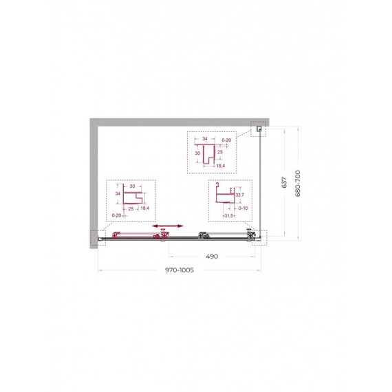 Душевое ограждение BelBagno 100x70 см UNO-195-AHF-31-100/70-C-Cr, хром/прозрачное фото 2