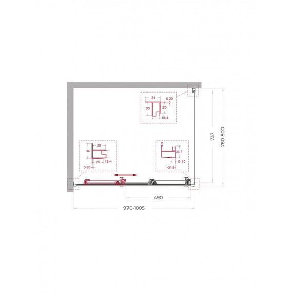 Душевое ограждение BelBagno 100x80 см UNO-195-AHF-31-100/80-C-NERO, чёрный матовый/прозрачное фото 2