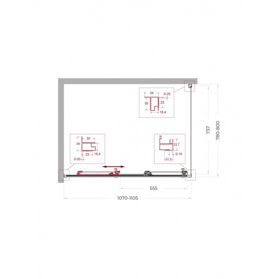 Душевое ограждение BelBagno 110x80 см UNO-195-AHF-31-110/80-C-Cr, хром/прозрачное фото 2