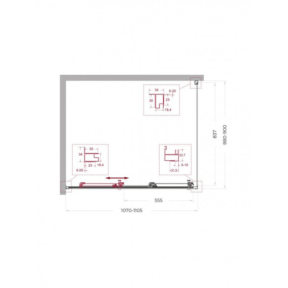 Душевое ограждение BelBagno 110x90 см UNO-195-AHF-31-110/90-C-Cr, хром/прозрачное фото 2