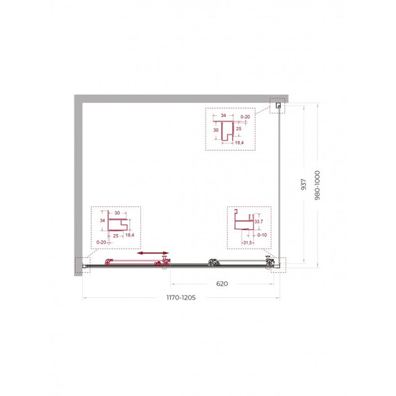 Душевое ограждение BelBagno 120x100 см UNO-195-AHF-31-120/100-C-Cr, хром/прозрачное фото 2