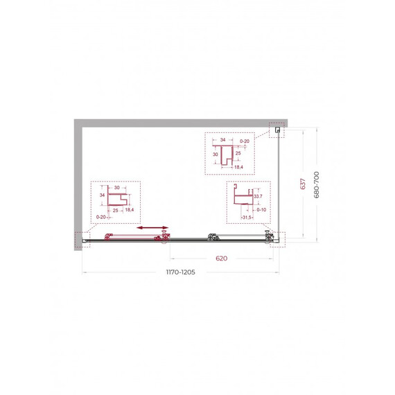 Душевое ограждение BelBagno 120x70 см UNO-195-AHF-31-120/70-C-Cr, хром/прозрачное фото 2