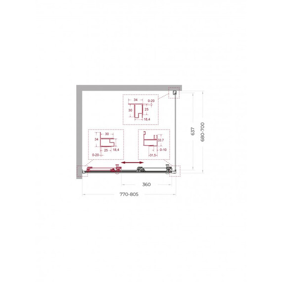 Душевое ограждение BelBagno 80x70 см UNO-195-AHF-31-80/70-C-Cr, хром/прозрачное фото 2