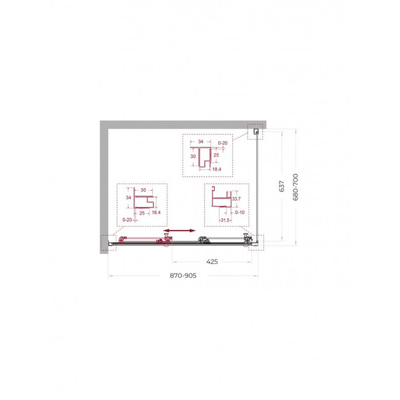 Душевое ограждение BelBagno 90x70 см UNO-195-AHF-31-90/70-C-NERO, чёрный матовый/прозрачное фото 2