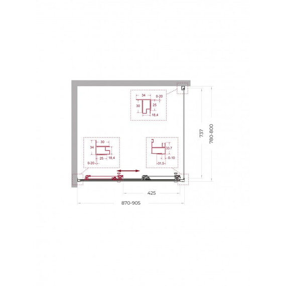 Душевое ограждение BelBagno 90x80 см UNO-195-AHF-31-90/80-C-NERO, чёрный матовый/прозрачное фото 2