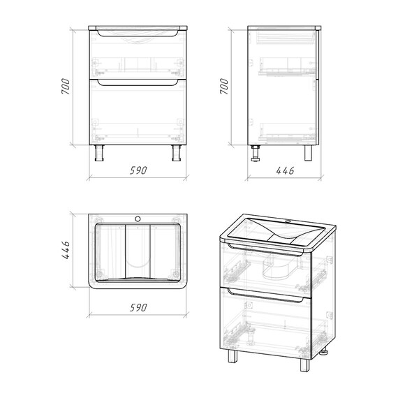 Тумба напольная с раковиной Grossman Адель 60 см 106007 фото 7