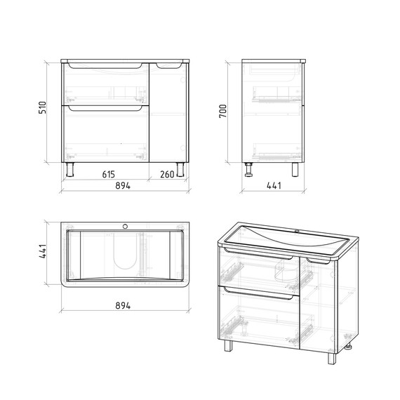 Тумба напольная с раковиной Grossman Адель 90 см 109004 фото 7