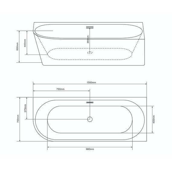 Ванна акриловая Grossman Cristal 150x75 см GR-2205FR фото 16