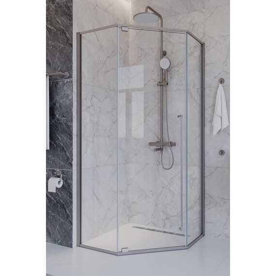 Душевое ограждение Cezares 90x90 см PLANE-P-1-90-C-IN (стекло 8 мм) сатин/прозрачное фото 3