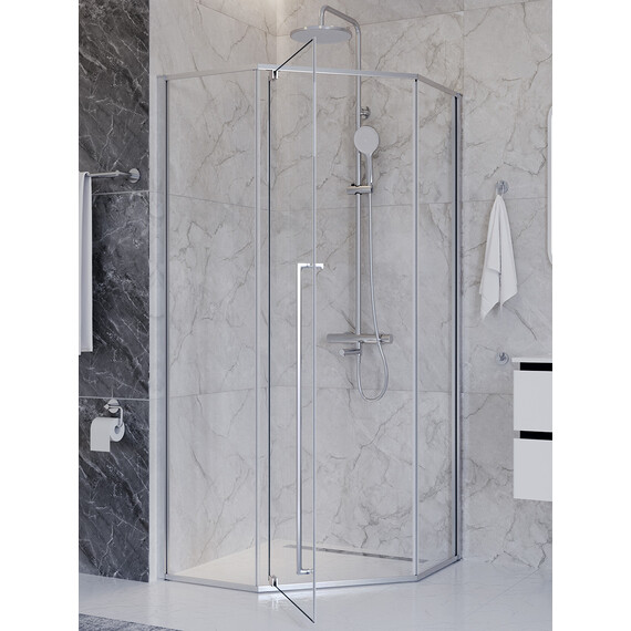 Душевое ограждение Cezares 100x100 см PLANE-P-1-100-C-CR (стекло 8 мм) хром/прозрачное фото 4