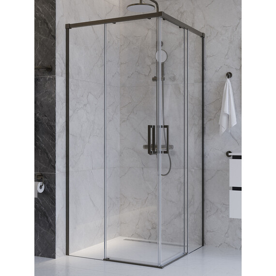 Душевое ограждение Cezares 100x100 см PLANE-A-2-100-C-GM, оружейная сталь/прозрачное фото 3