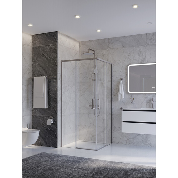 Душевое ограждение Cezares 90x90 см PLANE-A-2-90-C-IN, сатин/прозрачное фото 