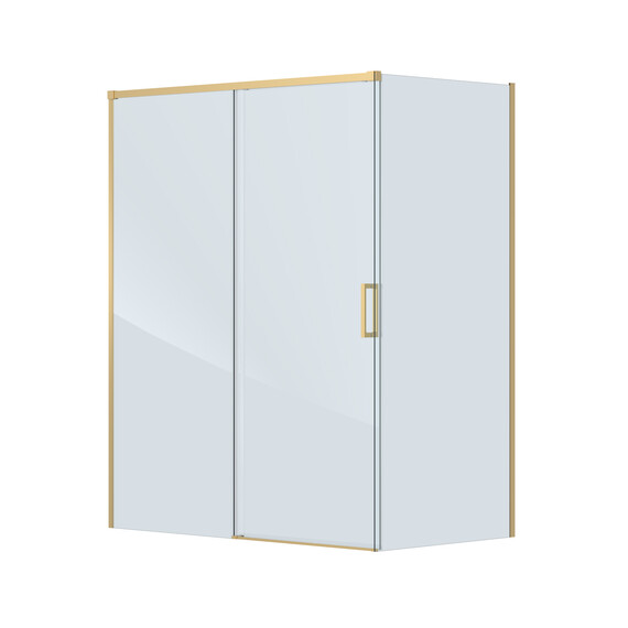Душевое ограждение Cezares 160x100 см PLANE-AH-1-160/100-C-BORO, брашированное золото/прозрачное фото 4