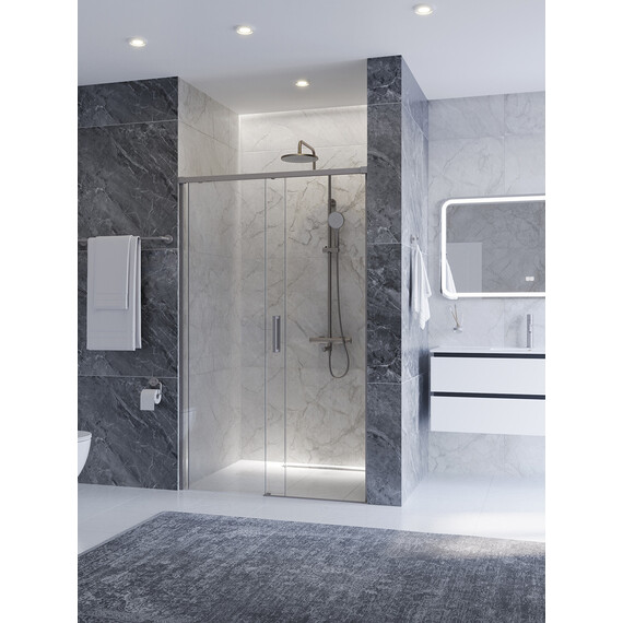 Душевая дверь Cezares 120 см PLANE-BF-1-120-C-IN, сатин/прозрачное фото 2