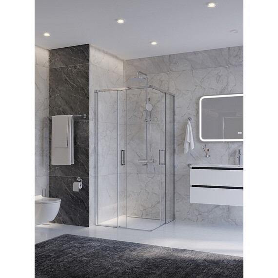 Душевое ограждение Cezares 100x100 см PLANE-A-2-100-C-CR, хром/прозрачное фото 2