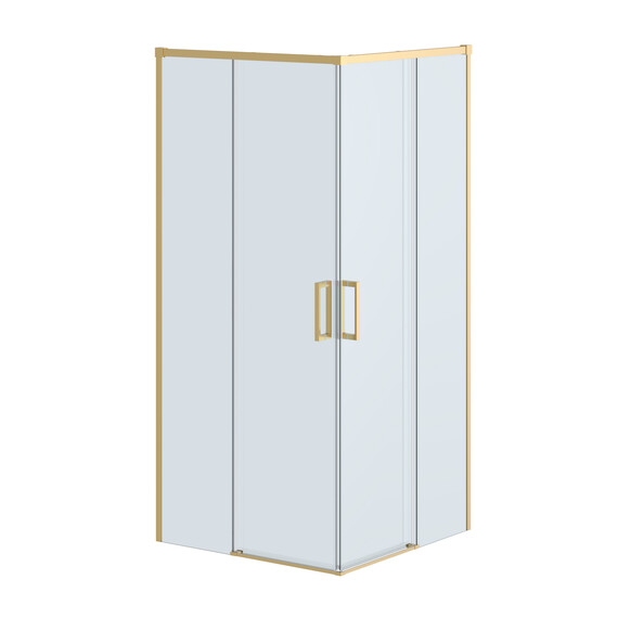 Душевое ограждение Cezares 90x90 см PLANE-A-2-90-C-BORO, брашированное золото/прозрачное фото 4