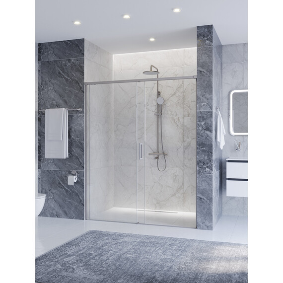 Душевая дверь Cezares 160 см PLANE-BF-1-160-C-IN, сатин/прозрачное фото 2