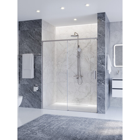 Душевая дверь Cezares 150 см PLANE-BF-1-150-C-IN, сатин/прозрачное фото 