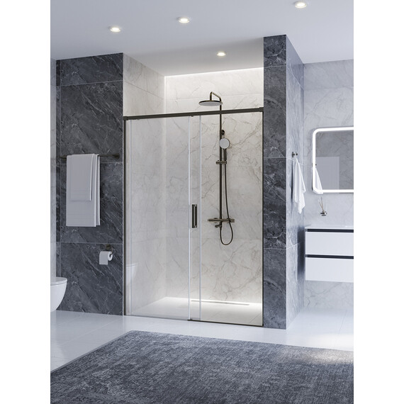 Душевая дверь Cezares 130 см PLANE-BF-1-130-C-GM, оружейная сталь/прозрачное фото 2