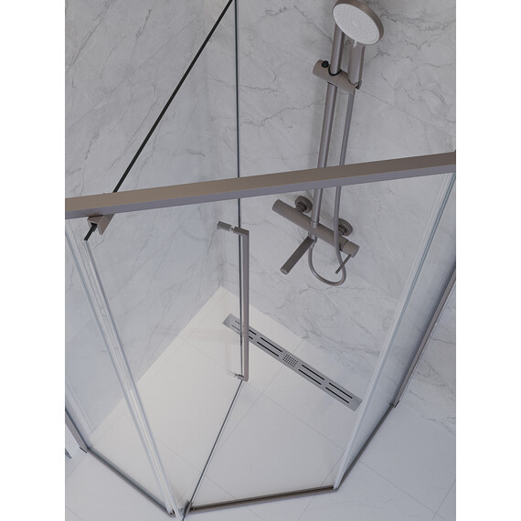 Душевое ограждение Cezares 100x100 см PLANE-P-1-100-C-IN (стекло 8 мм) сатин/прозрачное фото 5