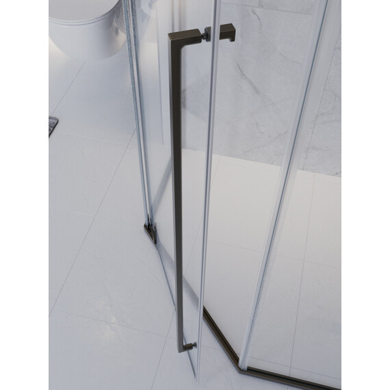 Душевое ограждение Cezares 90x90 см PLANE-P-1-90-C-GM (стекло 8 мм) оружейная сталь/прозрачное фото 7