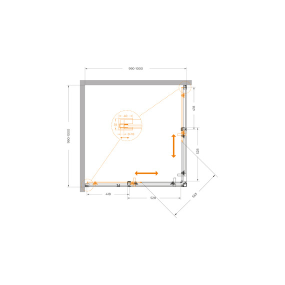 Душевое ограждение Cezares 100x100 см PLANE-A-2-100-C-CR, хром/прозрачное фото 5