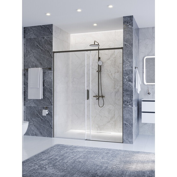 Душевая дверь Cezares 160 см PLANE-BF-1-160-C-GM, оружейная сталь/прозрачное фото 2