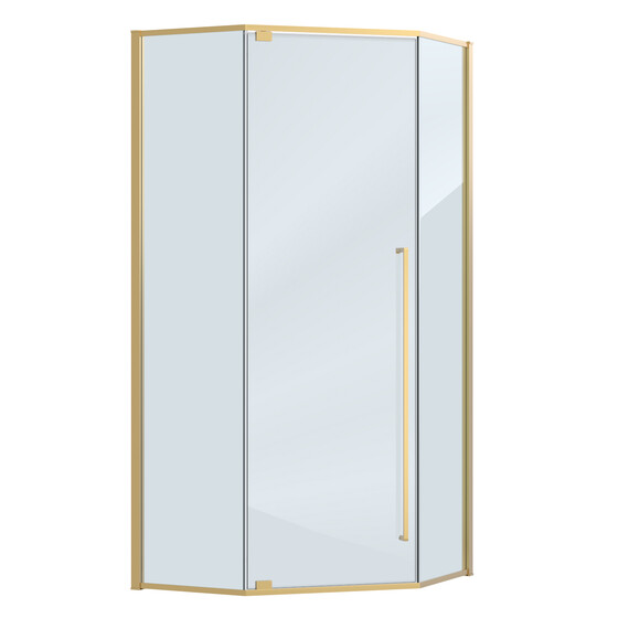 Душевое ограждение Cezares 100x100 см PLANE-P-1-100-C-BORO (стекло 8 мм) брашированное золото/прозрачное фото 4